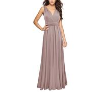 Abito avvolgente lungo multiway abiti per damigelle d'onore abiti per ospiti di nozze per le donne S XL abiti estivi casual da donna, cachi, L