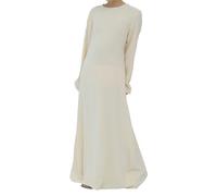 Abito Bambina Elegante, Vestito Bambina Vestito per Bambine Musulmane Dubai Abaya Turco Comodo A Strati per Bambini per La Primavera Estate (Beige 11-12 Years)