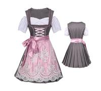 Abito bavarese da donna, abito Dirndl tedesco da donna Grembiule rosa Abito | Abiti da donna Oktoberfest da donna 1 set per il carnevale di Hal