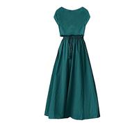 Abito Bianco Corto Donne Ufficio del Registro Vintage Casual A-Line Manica Corta Sciolto O Estate Cotone Lino Coulisse Vita Alta Retro Abito Solido Lungo, Gn1, L