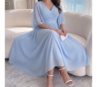 Abito blu in pizzo con decorazioni floreali 3D, taglia comoda, abito elegante per primavera/estate, adatto per matrimoni, gala, feste, lauree, compleanni e altre occasioni formali 0XL,1XL,2XL,3XL,4XL,