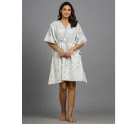 Abito Caftano Maxi Da Notte Hippie In Cotone Stampato Mandala In Argento Indiano