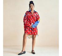 Abito camicia larga con stampa a pois rossi, spalle scese, con tasche, adatto per vacanze estive, camicia casual da ufficio, ampia per donna SHEIN X SHAQUITA GARCIA SHEIN X potenzia la creatività forn