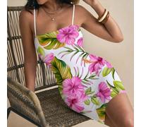 Abito canotta aderente con stampa floreale casual, adatto per vacanze estive SHEIN X New Lab SHEIN X potenzia la creatività fornendo a stilisti, artisti e marchi un accesso senza precedenti alla nostr