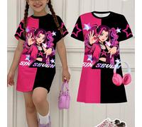 Abito casual alla moda per ragazze pre-adolescenti, con stampa di lettere e stelle di girl group K-POP, motivo personalizzato con numero 67, stile divertente sei e sette, abito con stampa stile K-POP,