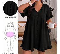 Abito casual ampio a-line da donna taglie forti, abito giallo uovo, abito con bottoni, abito camicia da donna giallo stile bambola primavera/estate, abito camicia estivo da donna, abito estivo da donn