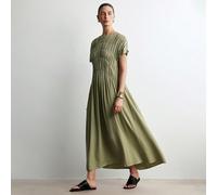 Abito casual ampio con arricciature e tasche, maniche corte, elegante e romantico per uscite, appuntamenti, Pasqua, Festa della Mamma, pendolarismo, vacanze, estate L,M,S,XLColore unicoTessuto intrecc