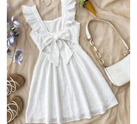 Abito casual con maniche a cappuccio e fiocco sulla schiena per ragazze adolescenti, alla moda, versatile, adatto per feste, uscite, servizi fotografici con la sorella, parco, campeggio, vacanze, uso 