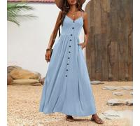 Abito casual con scollo a V, stile cami, linea ad A oversize, abito lungo da spiaggia, look da vacanza sulla spiaggia per le donne L,M,S,XLTessuto in maglia