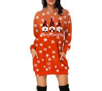 Abito casual con stampa moderna per donne come comodo abito per il tempo libero, Colore: arancione., XL