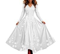 Abito Casual da Donna a Maniche Lunghe con Scollo a V e Stampa di Halloween | Vestiti Da Cerimonia Mamma Sposa 18esimo Damigelle La Cost Velluto Pantaloncino Scontati Pera Grigio Pinella Solidali