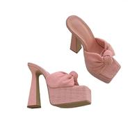 Abito Casual da Donna Sandali Estivi - Tacchi Alti 15 cm - per Discoteche per Matrimoni Eventi all'aperto/al Coperto,Rosa,35 EU