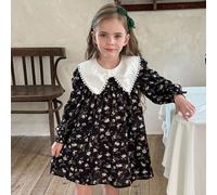 Abito casual da ragazza con colletto Peter Pan in tessuto intrecciato a contrasto di colore 6Y,7Y,4Y,5YPiantePoliestere