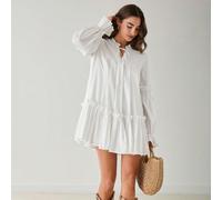 Abito casual da vacanza con volant sull'orlo a tinta unita per donne L,M,S,XL,XS,XXL,XXS,XXXL,XXXXLColore unicoTessuto intrecciato