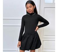 Abito casual in maglia per ragazze tra bambina e adolescente, con collo quadrato, maniche lunghe, effetto matchy, colore uniforme, del negozio NOVA 8Y,9Y,10Y,11Y,12YColore unicoTessuto in maglia