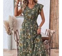 Abito casual lungo da vacanza con stampa paisley, stile bohémien, per l'estate, vecchio stile, per donne, adatto per primavera, festival, vacanze di primavera, Festa della Mamma, chiesa 0XL,1XL,2XL,3X