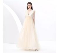 Abito Cerimonia Lungo Albicocca Raso Tulle Romantico Scollo Profondo CF49275