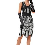 Abito Charleston anni 20, donna con paillette e frange, stile flapper, Gatsby, 20's, abito da donna con frange, costume da donna, abito da sera, donna con paillette, senza maniche, sexy, abito da