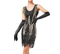 Abito Charleston anni 20, donna con paillette e frange, stile flapper, Gatsby, 20's, abito da donna con frange, costume da donna, abito da sera, donna con paillette, senza maniche, sexy, abito da