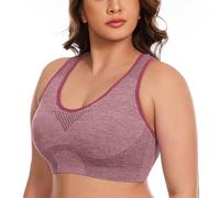 Abito chic da donna Breathable Plus Size No Underwire No Marks Hollow Bra Thin Yoga Underwear Corsetto senza spalline, Vino, XL