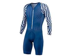 Abito ciclistico da Uomo Abito Sportivo a Maniche Lunghe a Triathlon Estate Traspirante e ad Asciugatura Rapida, Zip Completo Gel 9D Tuta (Color : 03, Size : XXXX-Large)