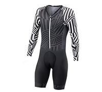 Abito ciclistico da uomo abito sportivo a maniche lunghe a triathlon estate traspirante e ad asciugatura rapida, zip completo Gel 9D Tuta (Color : 02, Size : XXXX-Large)