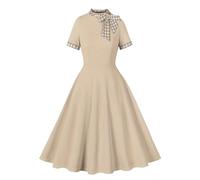 Abito Cocktail Donna Vintage Una Linea Partito Anni '50 '60 Vestito Medievale Moda Maniche Corto Con Cravatta a Fiocco Prom Party