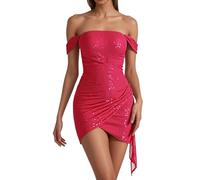 Abito con paillettes da donna, a spalle scoperte, a vita aderente, con paillettes da donna, corto, aderente, sexy, chic, elegante, elegante, da sera, cocktail, feste, cocktail, feste, per feste, #01