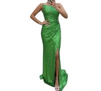 Abito con paillettes, taglie S-XL, abito da sera senza spalline, tessuto con texture rughe, design elegante dei colori, festa da donna, occasione di matrimonio (L verde)