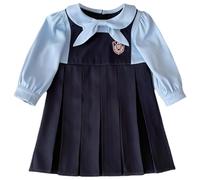 Abito con pettorina da ragazza, carino, classico, con spalline regolabili, fascia sul petto, divisa scolastica, preppy accademica, gonna a pieghe con logo piegato, per spettacoli scolastici, Stile-Q01