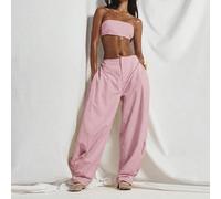 Abito con scollo quadrato e bordi dritti, schiena plissettata con cinturini, pannello plissettato laterale in vita, pantaloni a palloncino affusolati, set, carino, sexy per serate fuori, vacanze, prim