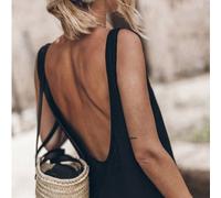 Abito con spacco e spalline sexy, stile europeo e americano 2025 VIBEWAVE, coprispalle morbido per l'estate L,M,S,XSColore unicoTessuto in maglia