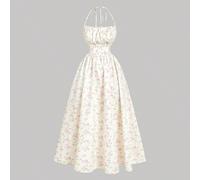 Abito con stampa floreale gialla senza schienale con chiusura a fiocco - perfetto per vacanze alle isole, feste, appuntamenti, compleanni, pomeriggi in compagnia del tè, festival, abbigliamento 4 lugl