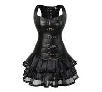 Abito Corsetto da Donna con Pancia Piatto di Gotico con Spalla Scoperta Top Corsetto Medievale da Donna Gonna A Forma Si Cortile Stampata per Rinascimento Vittoriano Halloween2025
