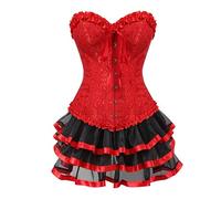 Abito Corsetto da Donna con Pancia Piatto di Gotico Senza Spalline Top Corsetto Medievale da Donna a Spalla Scoperta Gonna a Forma Si Cortile Stampata per Rinascimento Vittoriano Halloween