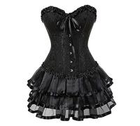 Abito Corsetto da Donna con Pancia Piatto di Gotico Senza Spalline Top Corsetto Medievale da Donna a Spalla Scoperta Gonna a Forma Si Cortile Stampata per Rinascimento Vittoriano Halloween