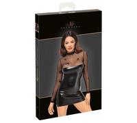 Miniabito Nero Sensuale con Trasparenza e Finiture in Rilievo