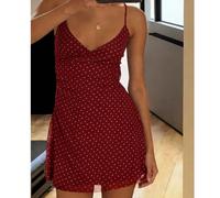 Abito corto aderente in rete sottile con spalline incrociate sulla schiena a contrasto, elegante, per donne minute. L,M,S,XS,XXSPoisTessuto in maglia