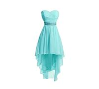 Abito Corto Donna Con Una Spalla E Tubino Abiti Ballo Corti In Chiffon Abiti Damigella D'onore Abiti Sera Per Feste Formali (Color : Cyan, Size : US2)