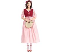 Abito corto in stile medievale per cosplay, elegante abito da cortile per donne, costume a tema storico, vestito formale Tanjirou Kamado Cosplay Kimono Costume unisex, Colore: rosa., XL