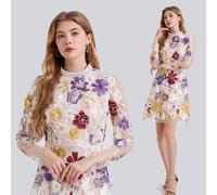 Abito Corto In Tulle Ricamato A Fiori Chic Con Stile Romantico CF50914
