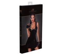 Abito corto lucido noir con gonna svasata nero S