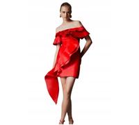 Abito corto rosso con volant e scollo spagnolo di Karen Millen, taglia 38 B1C