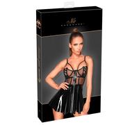 Abito corto sexy lucido noir con top semitrasparente M