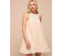 Abito corto smanicato in chiffon con scollo impreziosito da perline e applicazioni, adatto come abito da ospite per matrimoni estivi L,M,S,XL,XSTribaleChiffon