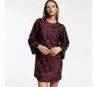 Abito corto svasato con paillettes, maniche lunghe Rosso 40 (IT) - 36 (FR) Tinta unita