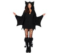 Abito Cozy Bat con maniche ad ala di pipistrello e cappuccio con orecchie pelose, taglia PICCOLO NERO