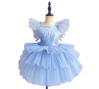 Abito da Balletto con tutù E Paillettes Azzurro Chiaro per Bambine, Grazioso Abito da Spettacolo di Danza per L'asilo,120