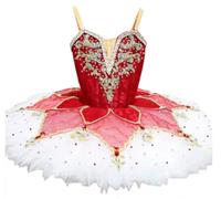 Abito da Balletto per Bambine tutù a Pancake Il Balletto del Lago dei Cigni | Abito da ballo da competizione per spettacoli di danza, con ricami di strass
