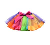 Abito da ballo con gonna a strati arcobaleno e volant per bambine dai 4 ai 6